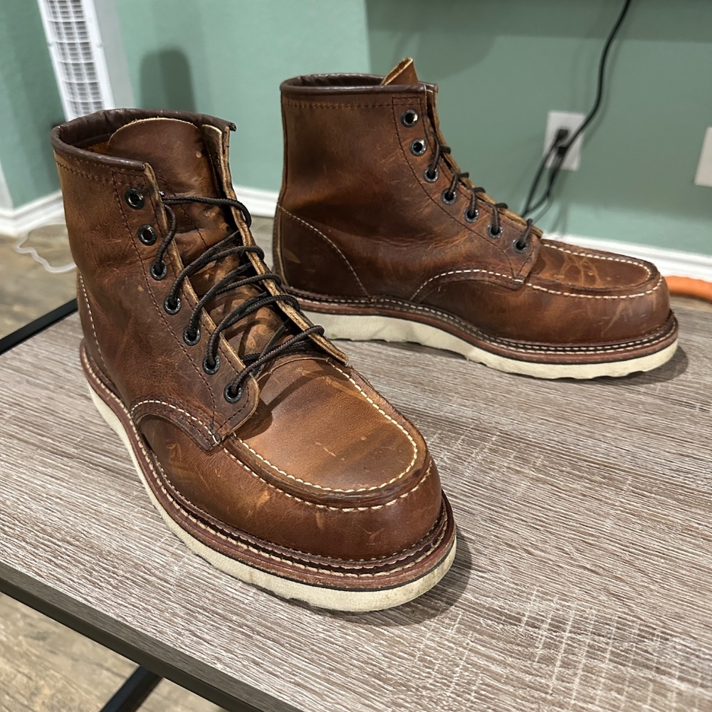 Red Wing Classic 1907 Moc Toe Boot Size 7.5 D Copper Rough and Tough